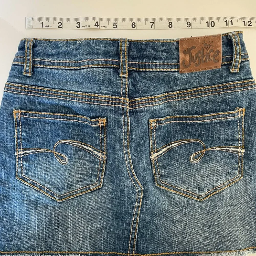 Justice Denim Jean Skort Girls Size 8R I Love Justice Jeans